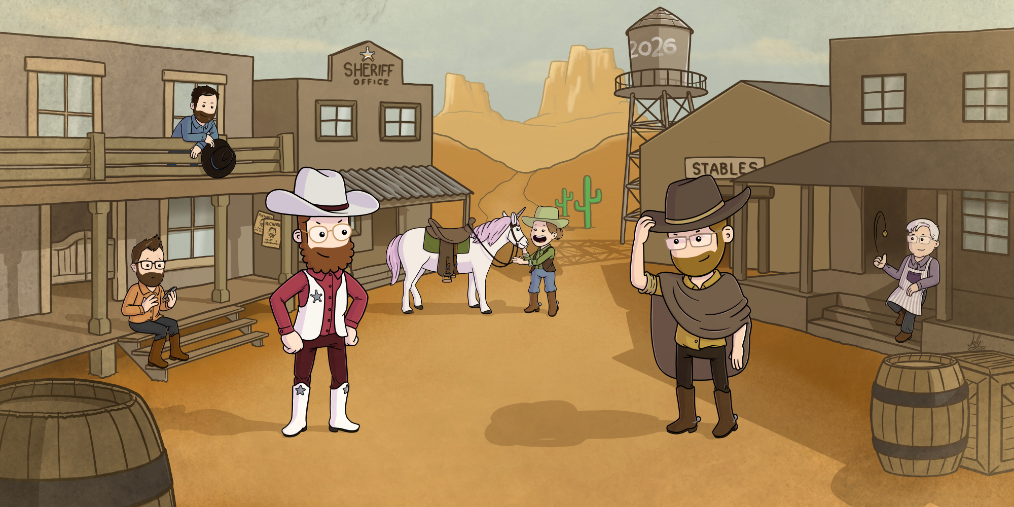 “This town is exactly big enough for the six of us.” The main artwork, which will adorn this year's desk mat, and is the inspiration for the rest of the art used throughout the campaign.